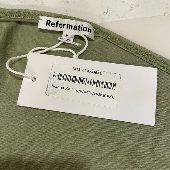 NWT REFORMATION "Sianna" Asymmetrical Sleeveless One Shoulder Tank Top Sage XL - Picture 2 of 5